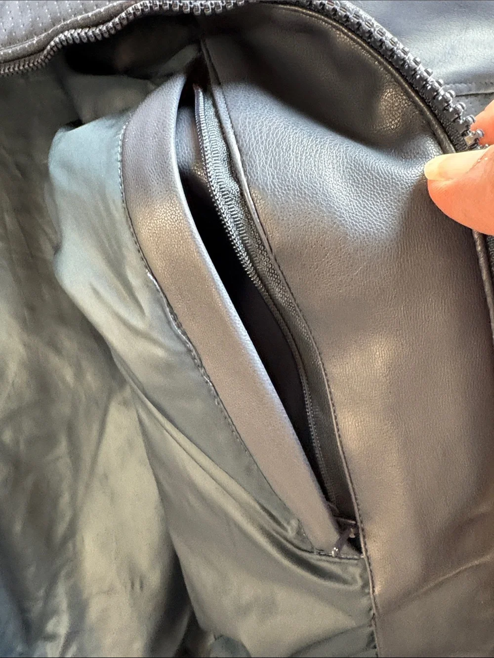 Marc New York Navy Leather Bomber Jacket